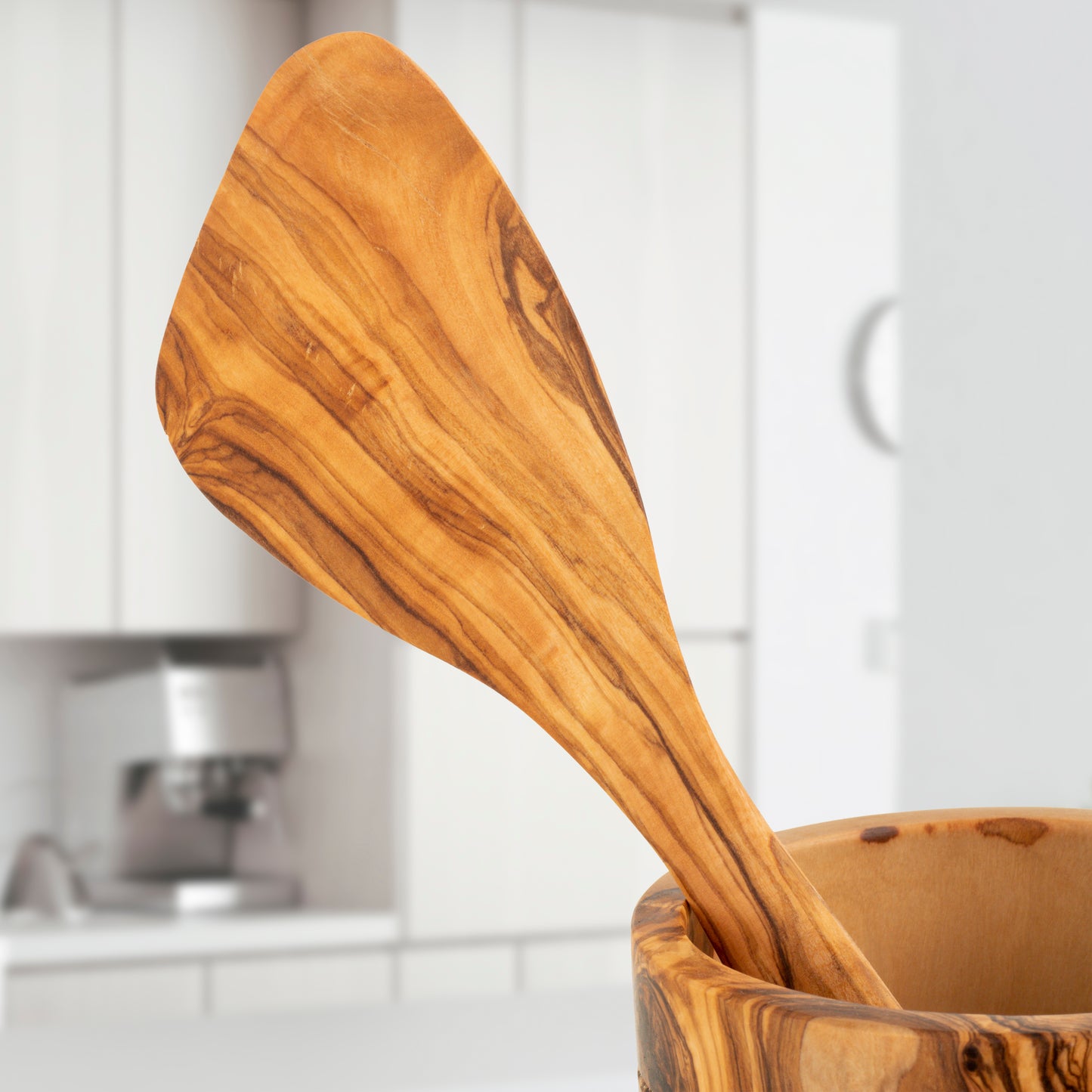 Handmade Olive Wood Kitchen Utensils with Wooden Holder