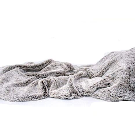 Luxury Faux Fur Blanket – Soft Polyester Throw in Brown-Gray