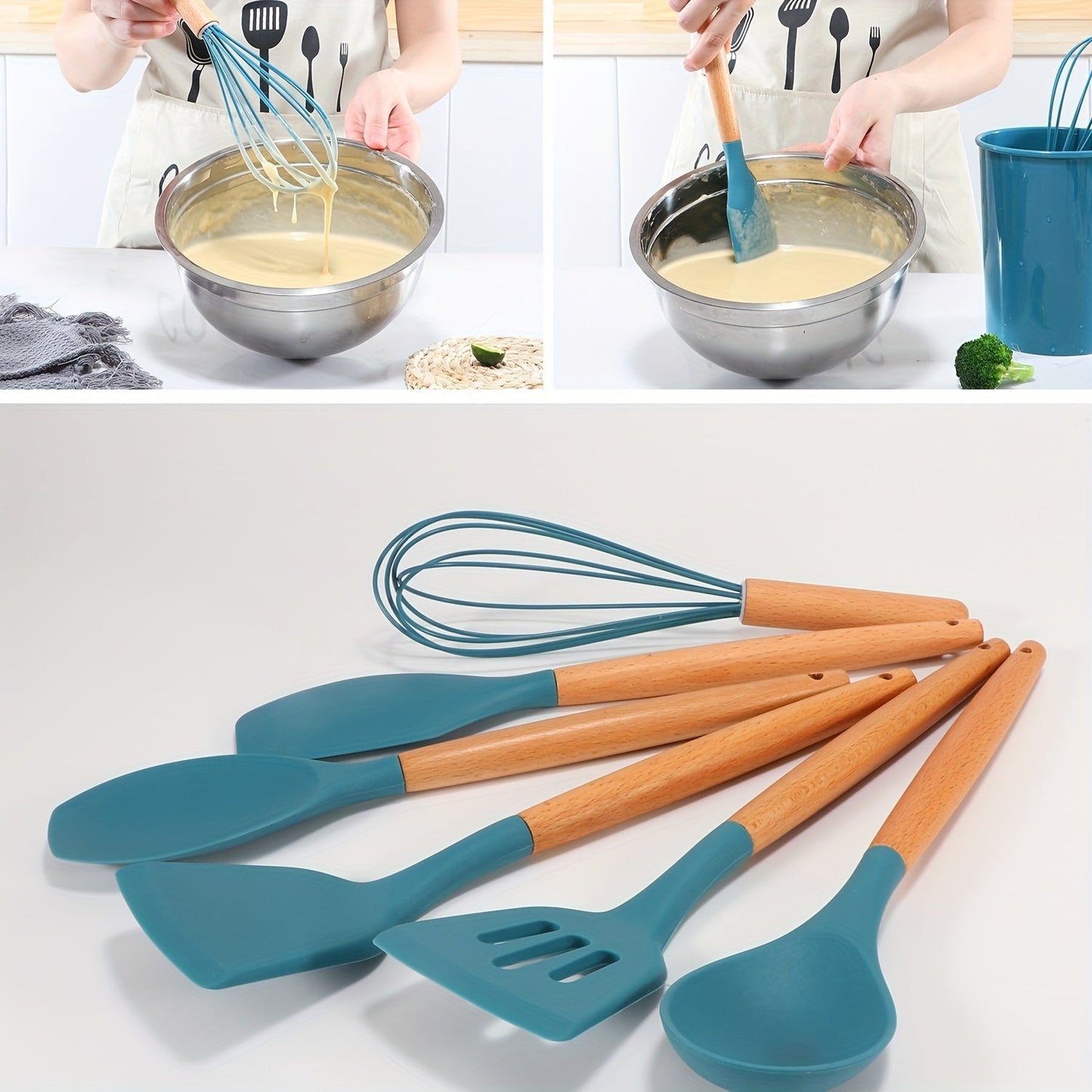 12 Piece Silicone Kitchen Utensil Set with Holder