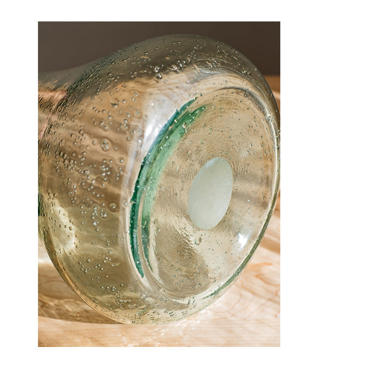 Handblown Bubble Glass Vase – Clear / Light Green