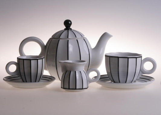 Retro Porcelain Tea Set – Modernist Czech Cubism Inspired Design